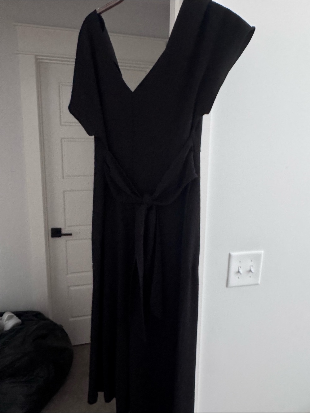 Classic Black V-Neck Tie-Waist Jump Suit
